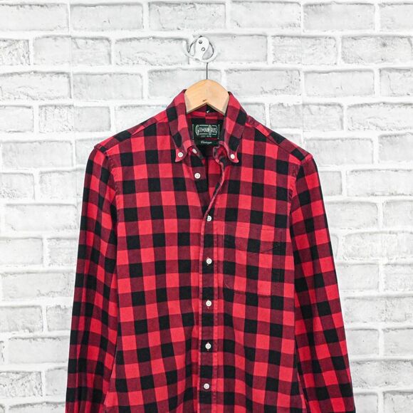 GITMAN BROS Vintage Men's Red Buffalo Plaid Button Down shirt Sz Small - Picture 2 of 6